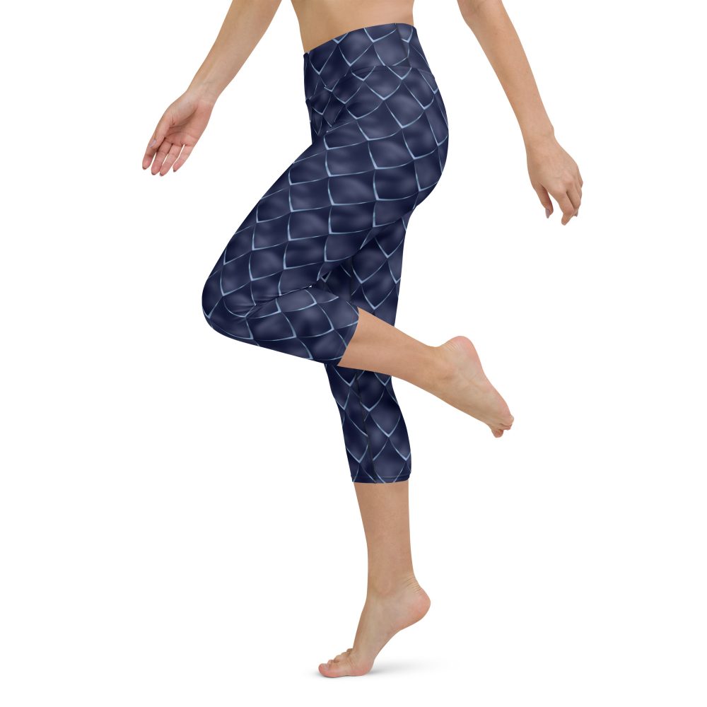 Dragon Cosplay Costume Navy Blue Scales Yoga Capri Leggings - Image 2