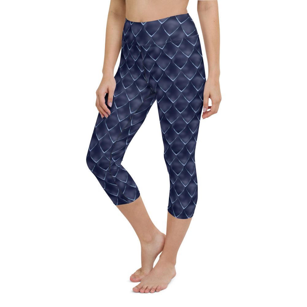 Dragon Cosplay Costume Navy Blue Scales Yoga Capri Leggings - Image 3