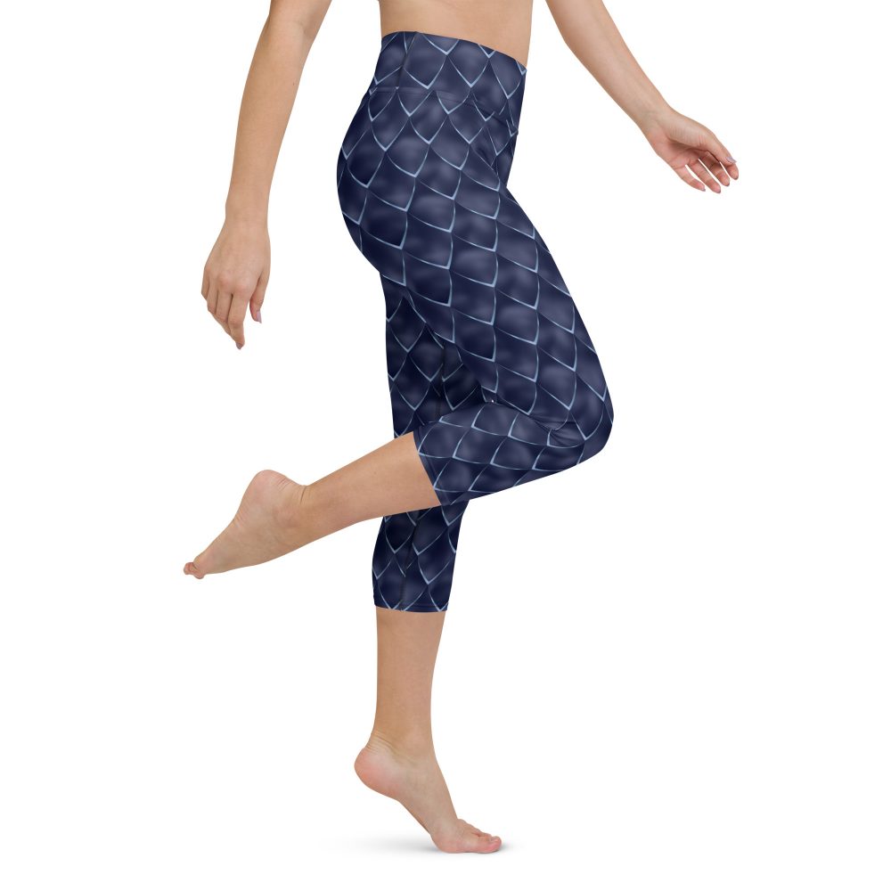 Dragon Cosplay Costume Navy Blue Scales Yoga Capri Leggings - Image 4