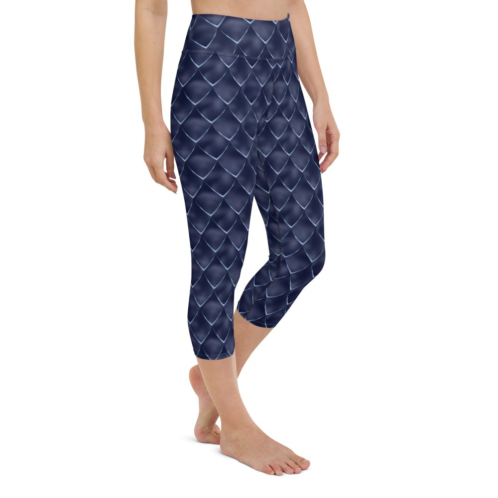 Dragon Cosplay Costume Navy Blue Scales Yoga Capri Leggings - Image 5