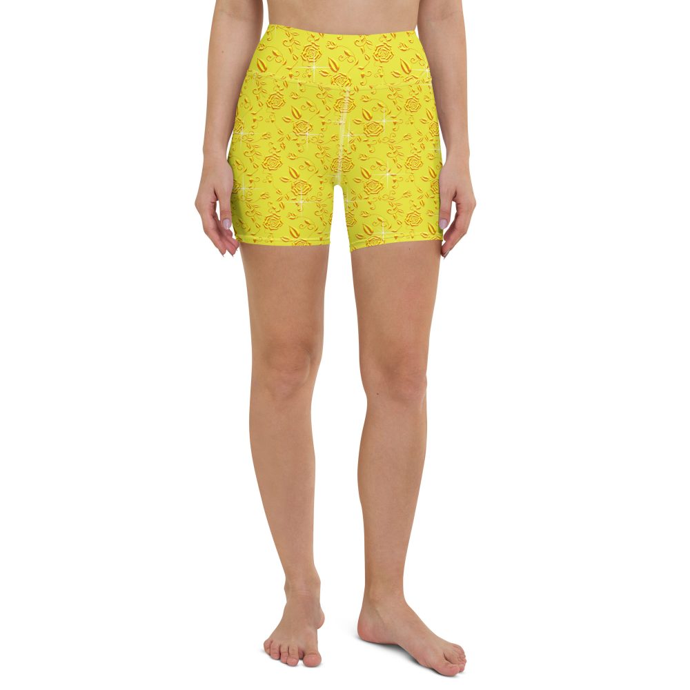 Snow White Cosplay Halloween Costume Yellow Flowers Yoga Shorts