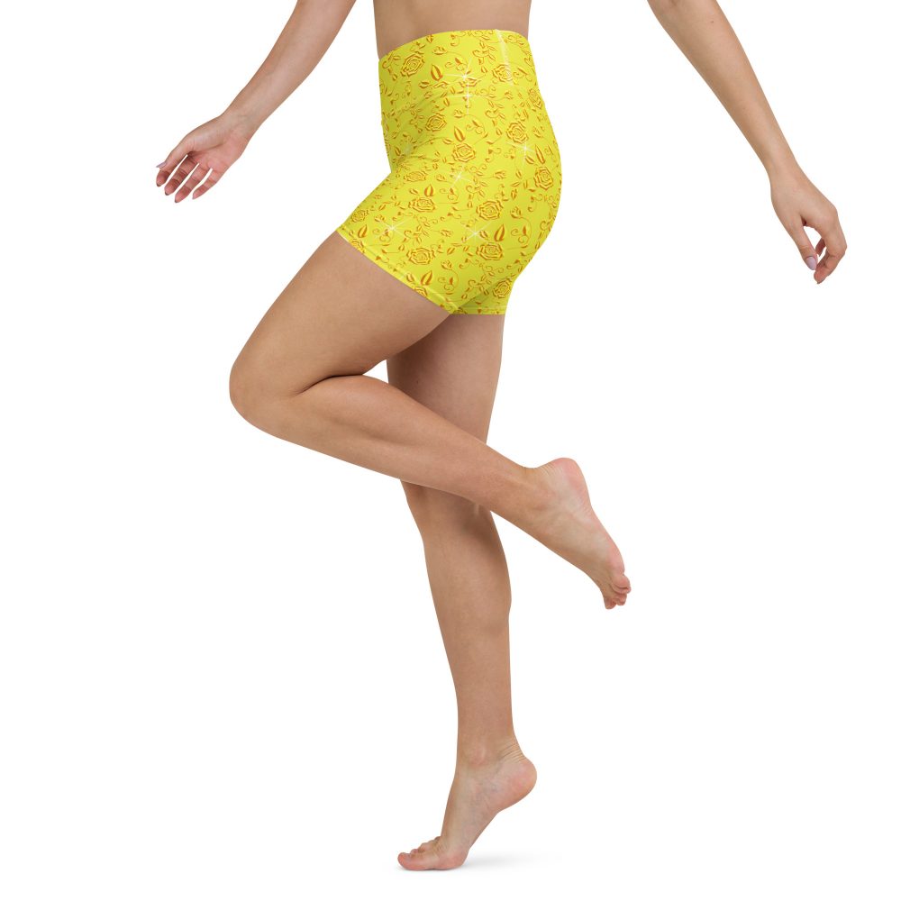 Snow White Cosplay Halloween Costume Yellow Flowers Yoga Shorts - Image 2