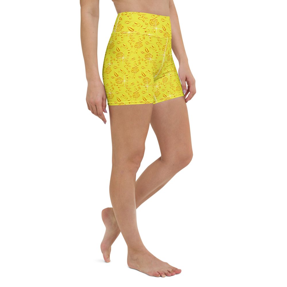 Snow White Cosplay Halloween Costume Yellow Flowers Yoga Shorts - Image 5