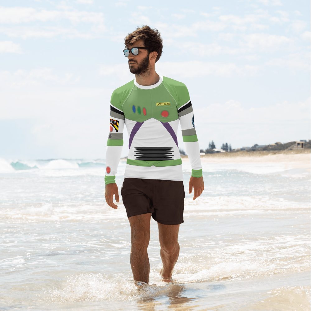 Spaceman Space Ranger Costume Cosplay Men's Long Sleeve Swim Shirt - Image 6