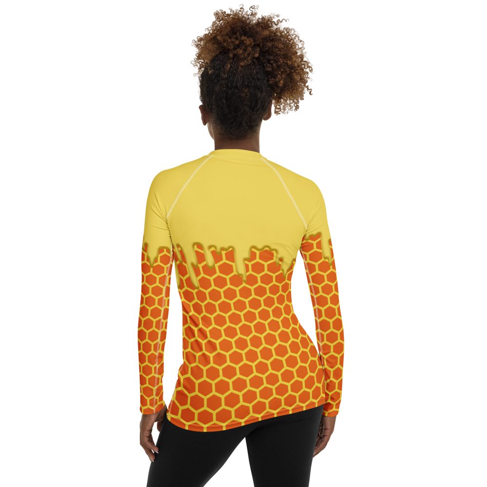 Honey Comb Beekeeper Halloween Cosplay Costume Women's Rash Guard - Image 2