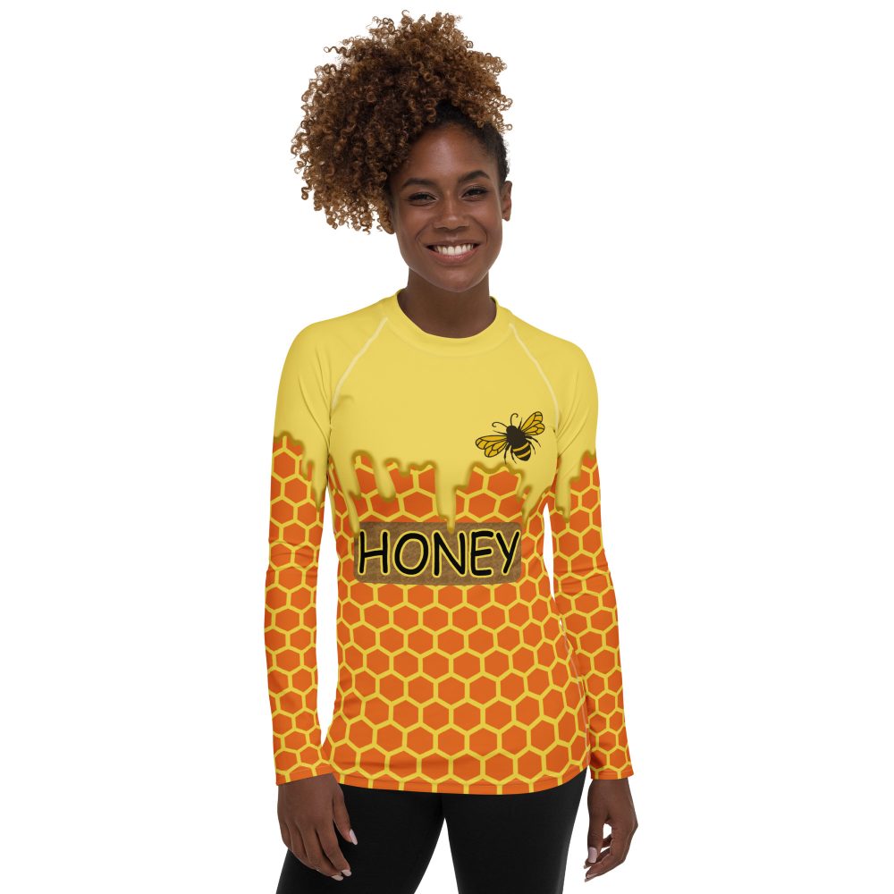 Honey Comb Beekeeper Halloween Cosplay Costume Women's Rash Guard