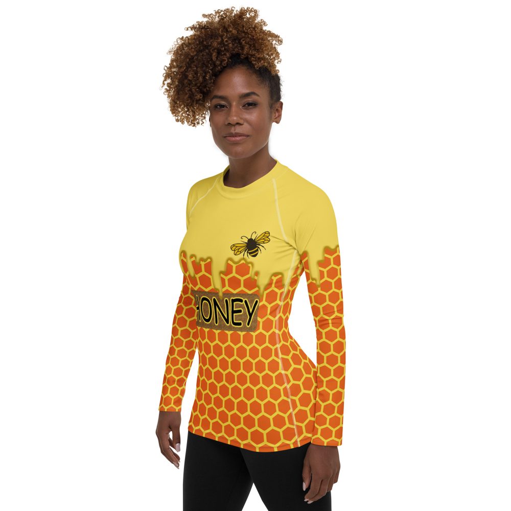 Honey Comb Beekeeper Halloween Cosplay Costume Women's Rash Guard - Image 3