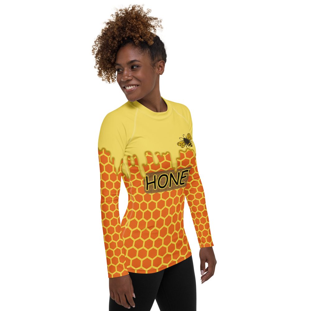 Honey Comb Beekeeper Halloween Cosplay Costume Women's Rash Guard - Image 4