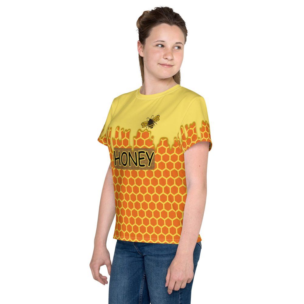 Honey Comb Beekeeper Halloween Cosplay Costume Youth T-shirt - Image 4