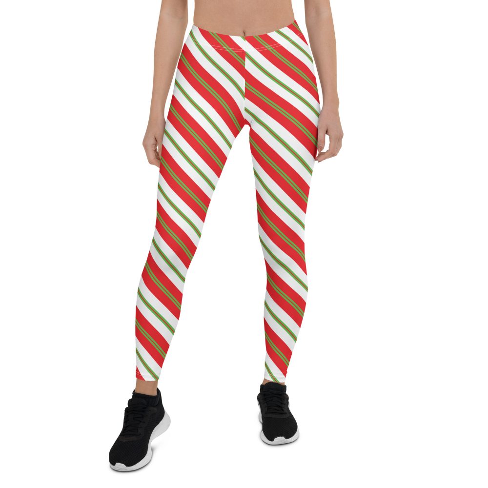 Christmas Leggings Candy Cane Striped Leggings