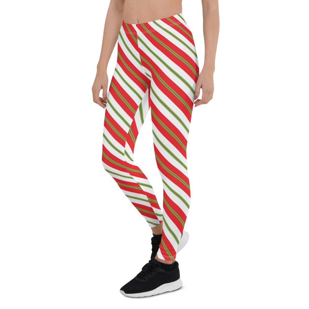 Christmas Leggings Candy Cane Striped Leggings - Image 4