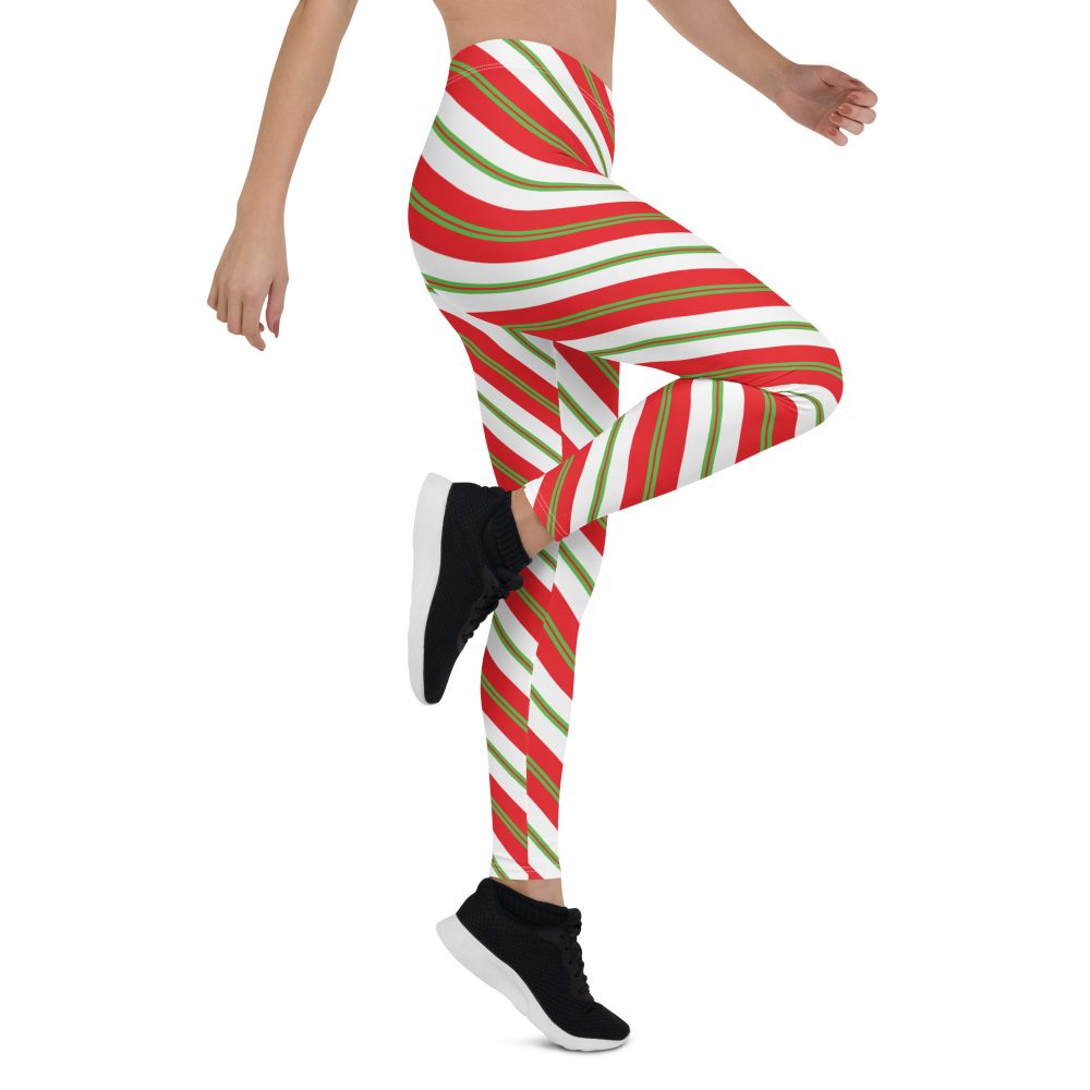 Christmas Leggings Candy Cane Striped Leggings - Image 7