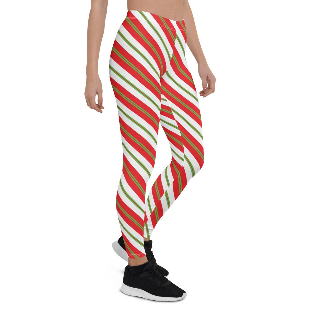 Christmas Leggings Candy Cane Striped Leggings - Image 6