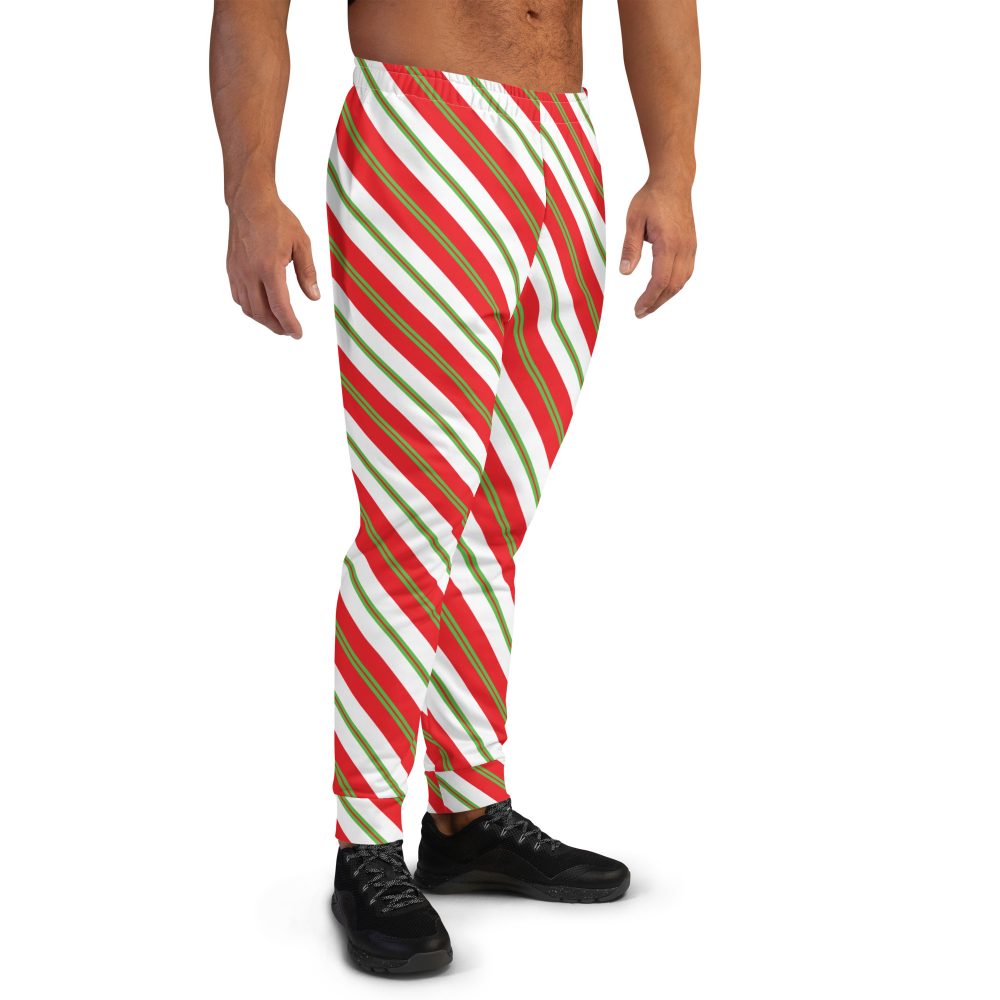 Christmas Sweatpants Candy Cane Striped Men's Joggers - Image 4