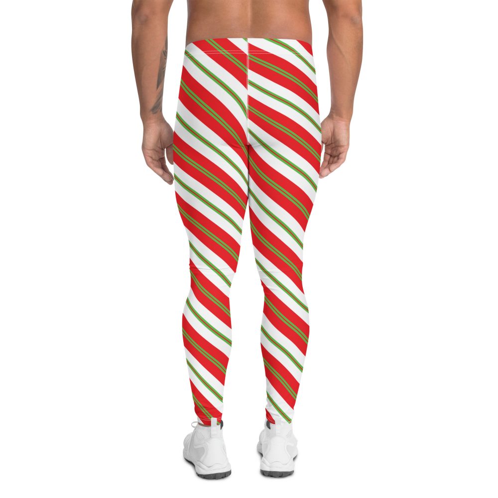 Christmas Leggings Candy Cane Striped Men's Leggings - Image 2