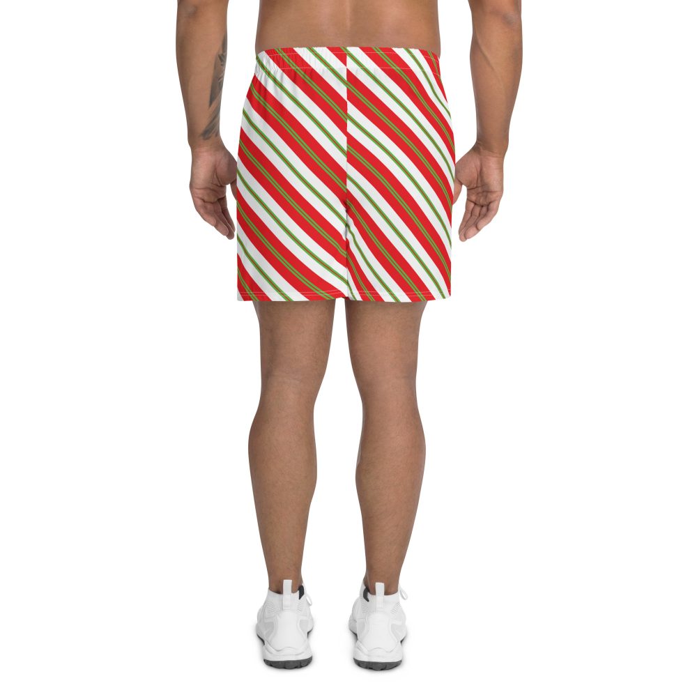 Christmas Shorts Candy Cane Striped Men's Athletic Shorts - Image 6