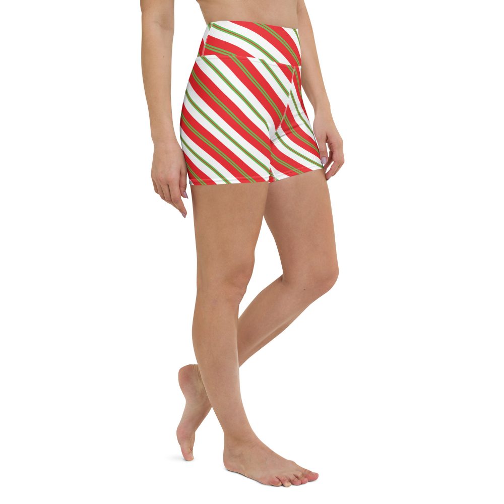 Christmas Shorts Candy Cane Striped Yoga Shorts - Image 6