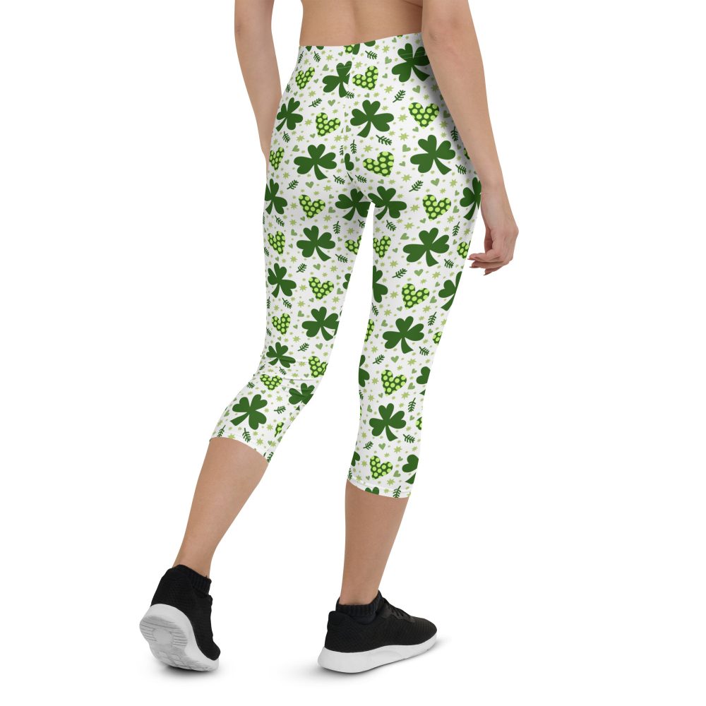 St Patrick's Day Irish Shamrock Clover Capri Leggings - Image 2