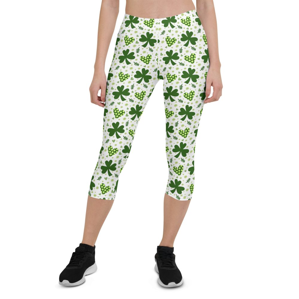 St Patrick's Day Irish Shamrock Clover Capri Leggings