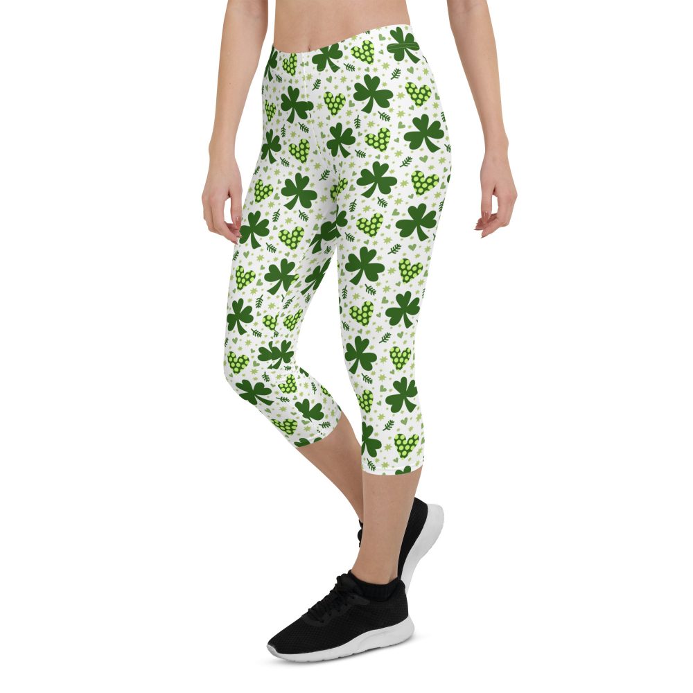 St Patrick's Day Irish Shamrock Clover Capri Leggings - Image 5