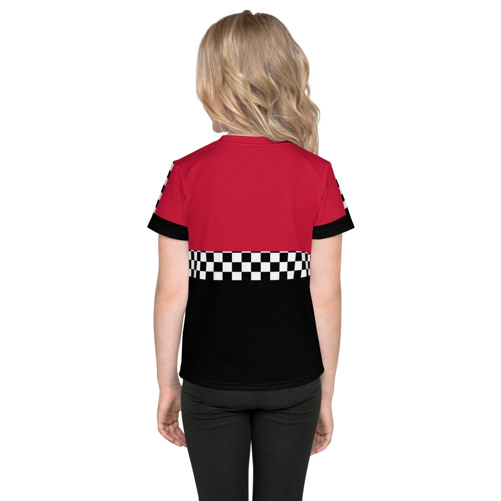 Kid's Pit Crew Costume Checkered Flag Racing T-Shirt - Image 3