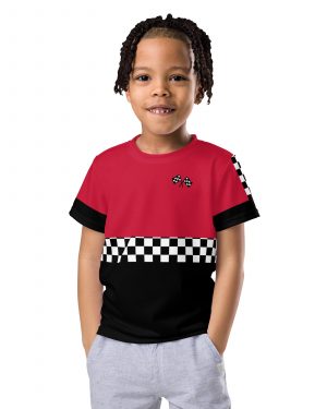 Kid’s Pit Crew Costume Checkered Flag Racing T-Shirt