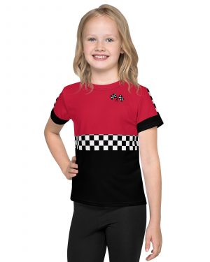 Kid’s Pit Crew Costume Checkered Flag Racing T-Shirt