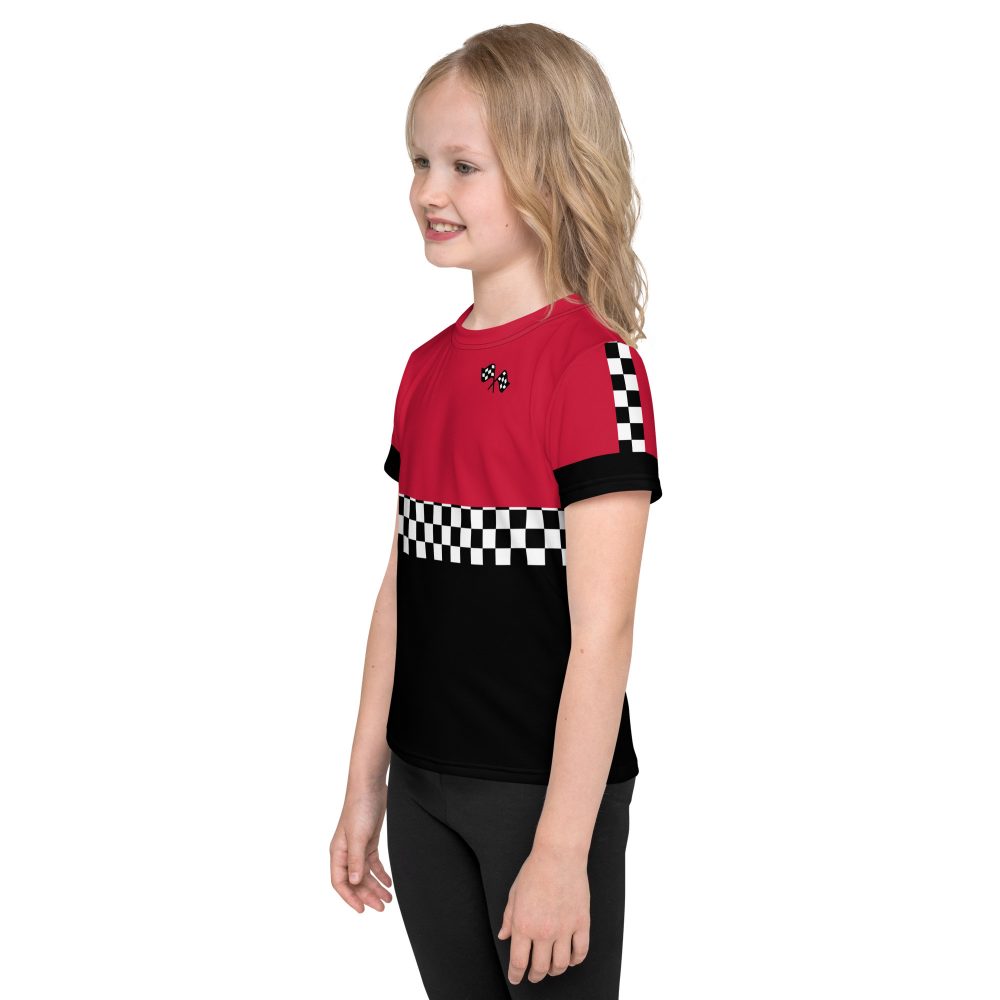 Kid's Pit Crew Costume Checkered Flag Racing T-Shirt - Image 5