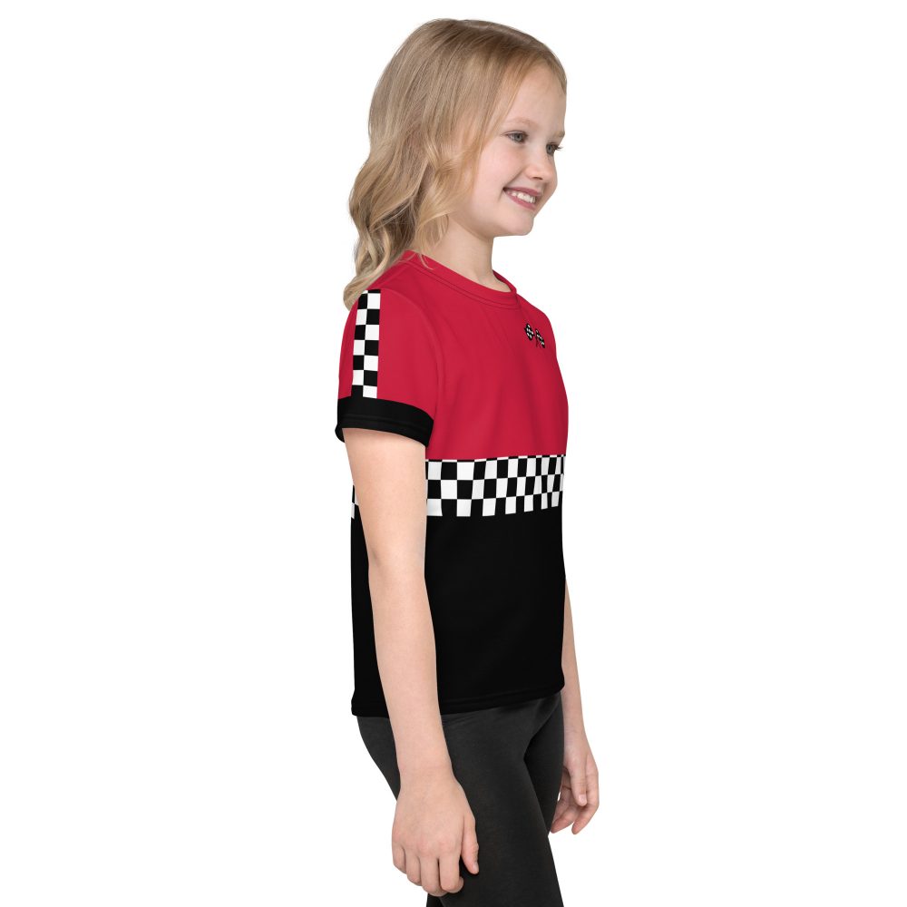 Kid's Pit Crew Costume Checkered Flag Racing T-Shirt - Image 4