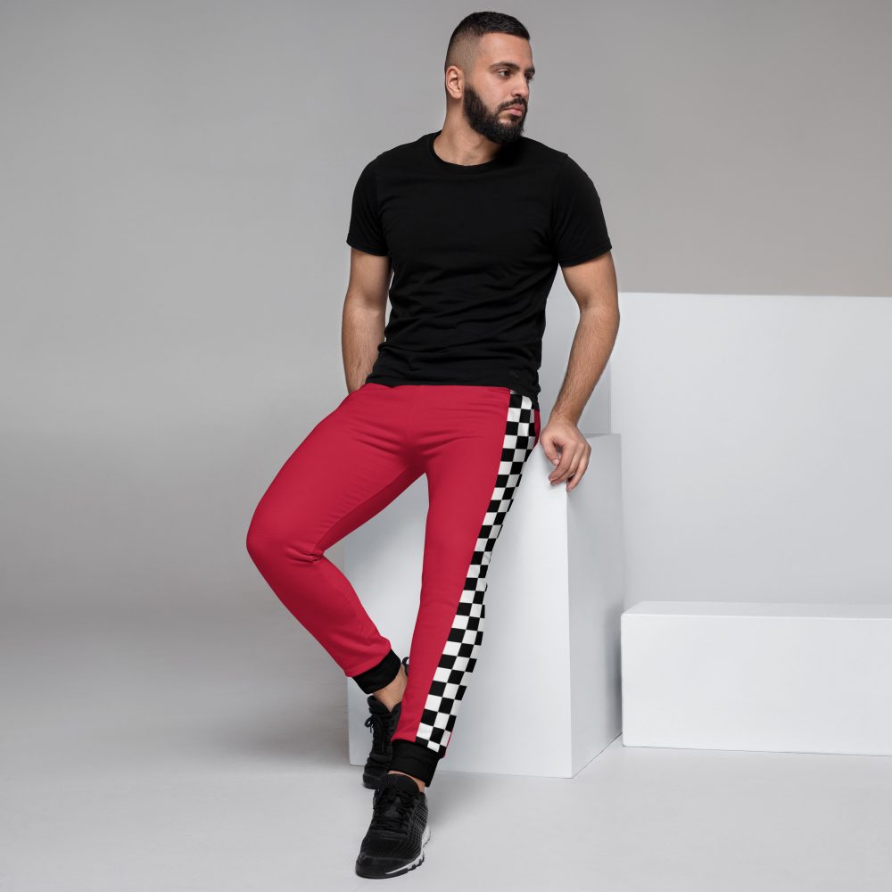 Pit Crew Costume Checkered Flag Race Track Men's Joggers - Image 3