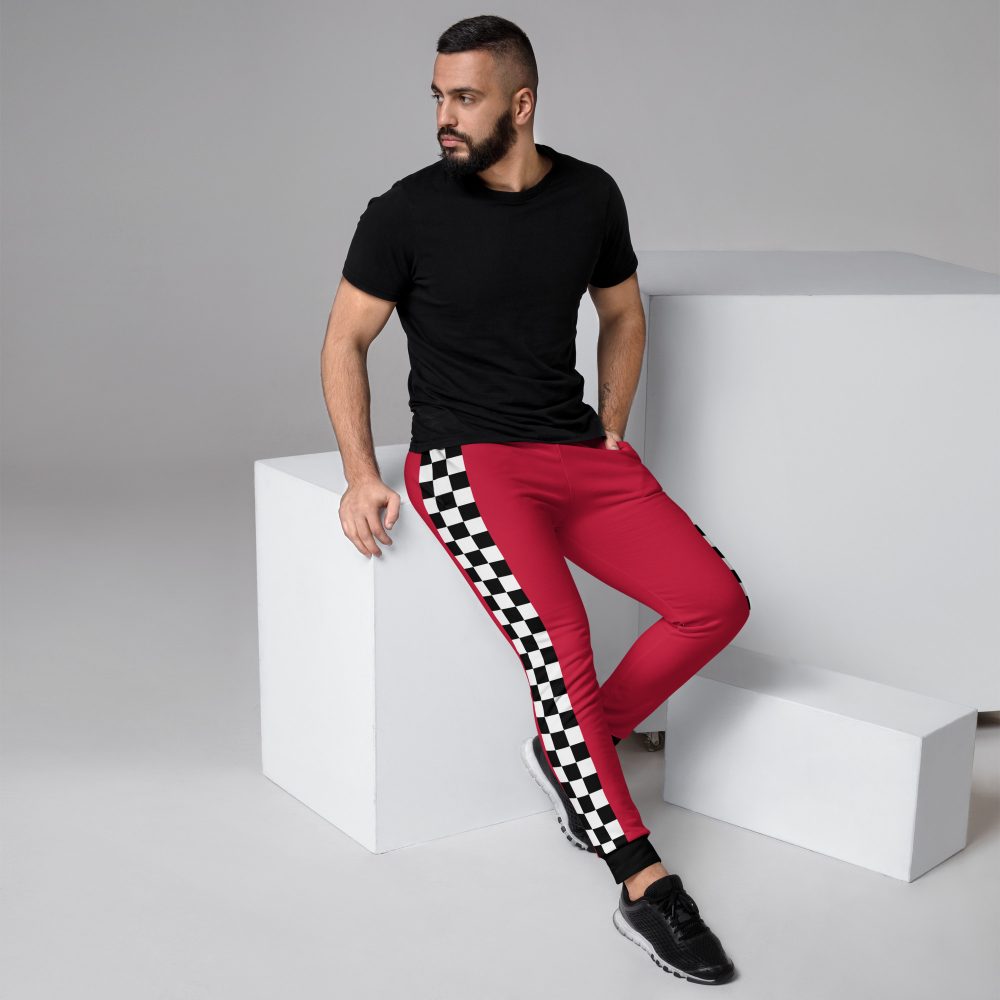 Pit Crew Costume Checkered Flag Race Track Men's Joggers - Image 2