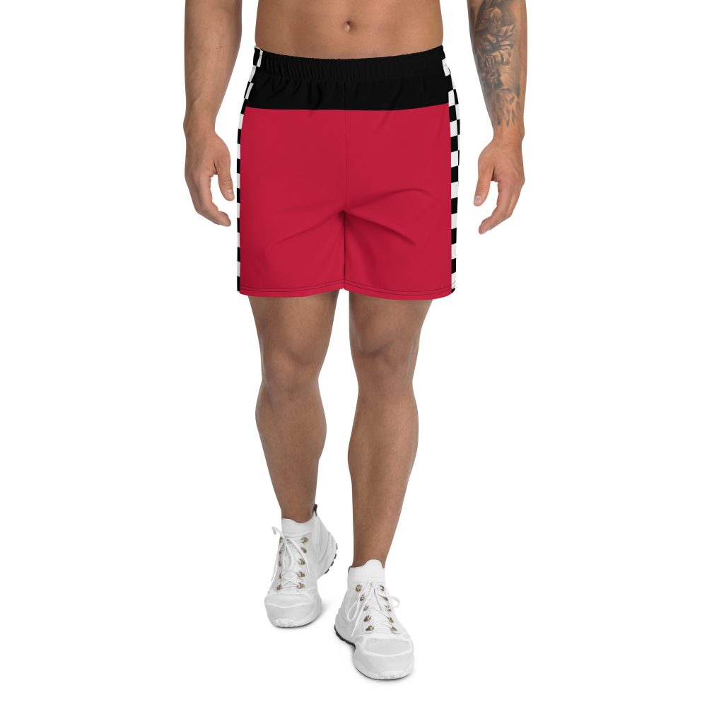 Pit Crew Costume Checkered Flag Race Track Men's Athletic Shorts - Image 2