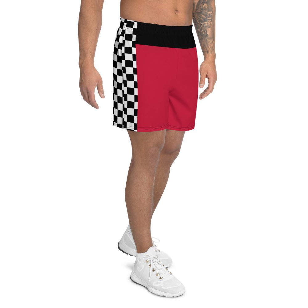 Pit Crew Costume Checkered Flag Race Track Men's Athletic Shorts - Image 3