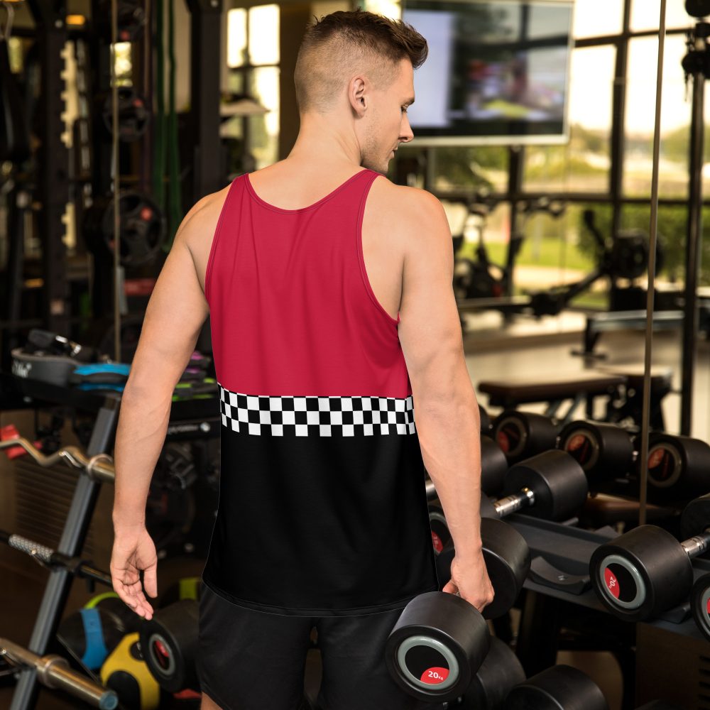 Pit Crew Costume Checkered Flag Race Unisex Tank Top - Image 3