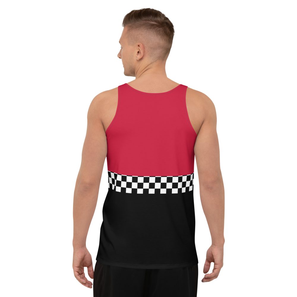 Pit Crew Costume Checkered Flag Race Unisex Tank Top - Image 6