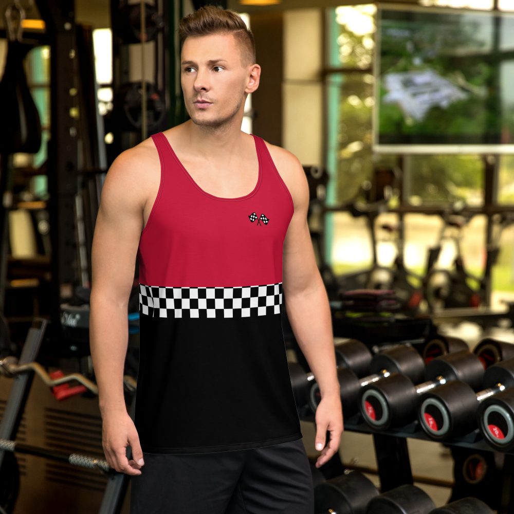 Pit Crew Costume Checkered Flag Race Unisex Tank Top - Image 2