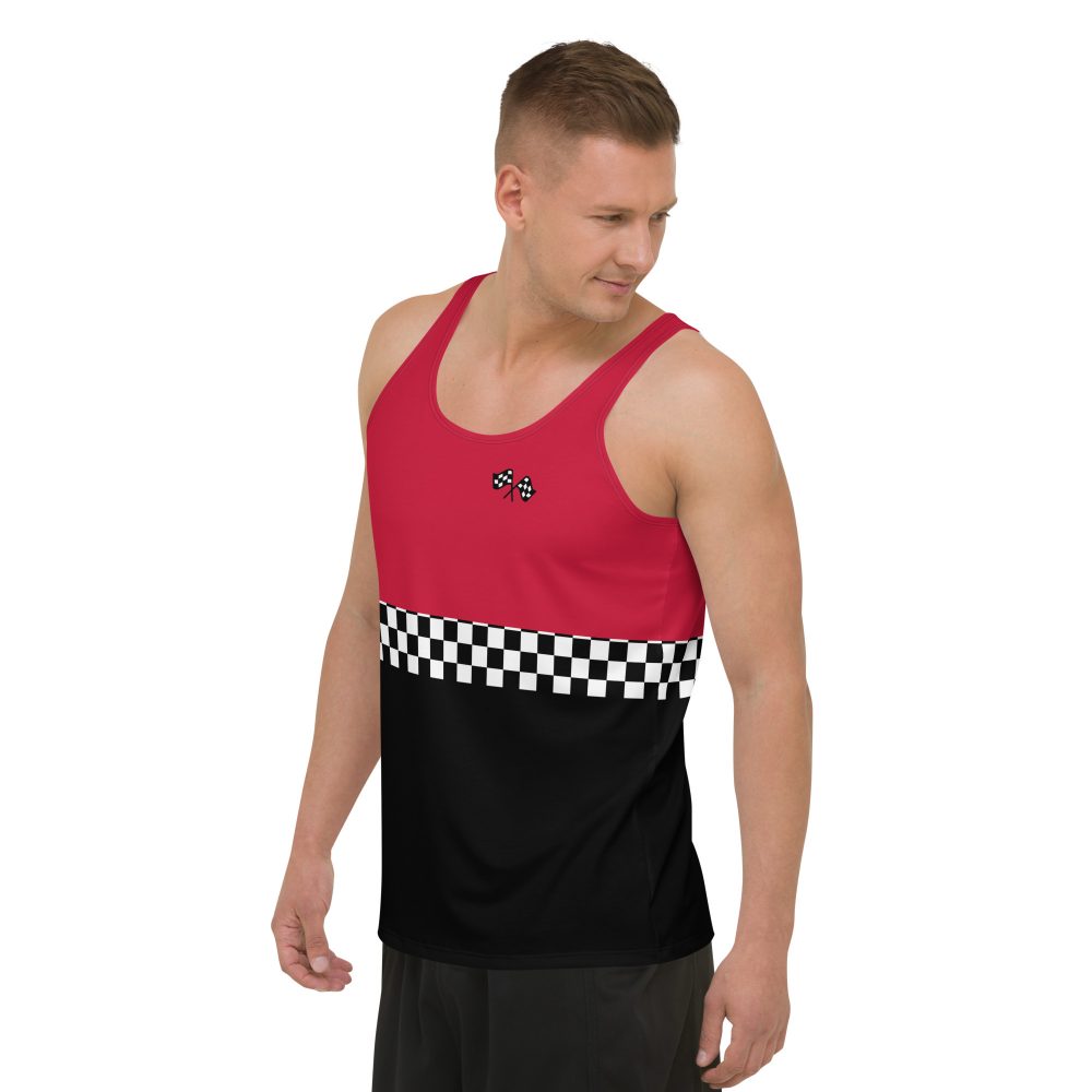 Pit Crew Costume Checkered Flag Race Unisex Tank Top - Image 4