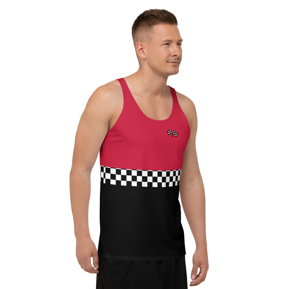 Pit Crew Costume Checkered Flag Race Unisex Tank Top - Image 5