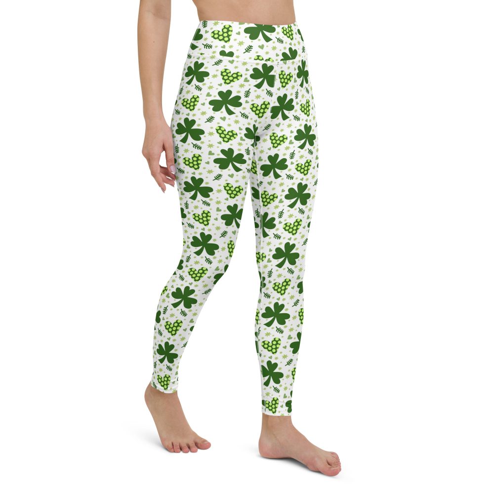 St Patrick's Day Irish Shamrock Clover Yoga Leggings - Image 11