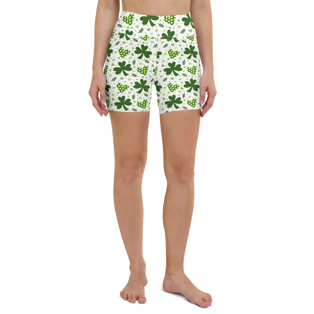 St Patrick's Day Irish Shamrock Clover Yoga Shorts