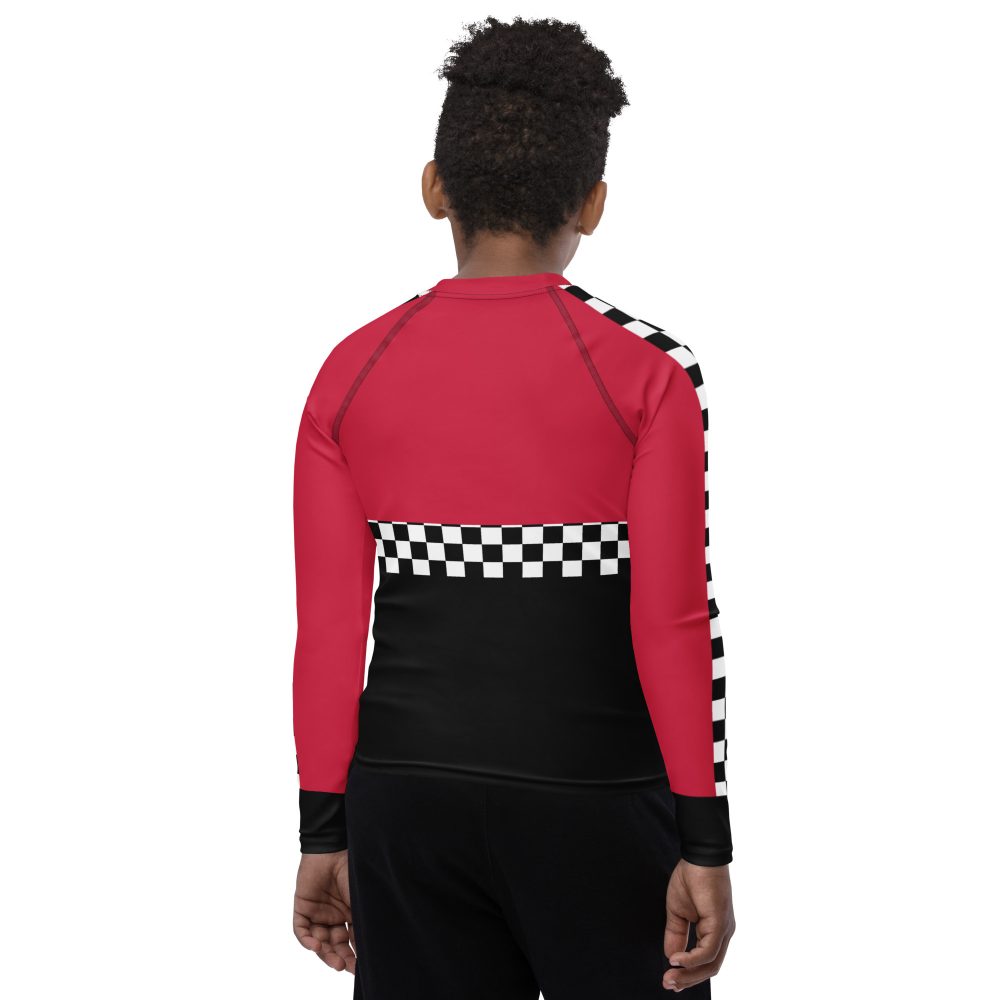 Teen Pit Crew Costume Checkered Flag Racing Youth Long Sleeve Shirt - Image 5