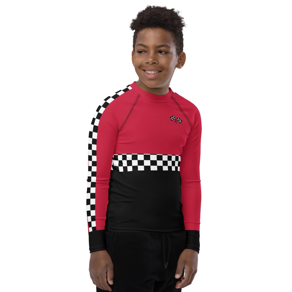 Teen Pit Crew Costume Checkered Flag Racing Youth Long Sleeve Shirt - Image 7