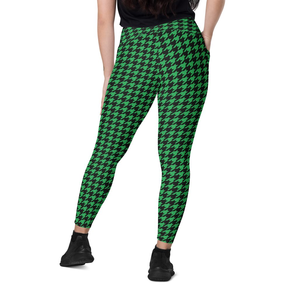 Green Houndstooth St. Patrick’s Day Crossover leggings with pockets - Image 5