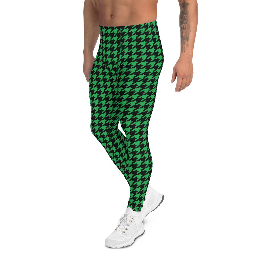 Green Houndstooth St. Patrick's Day Men's Leggings - Image 4