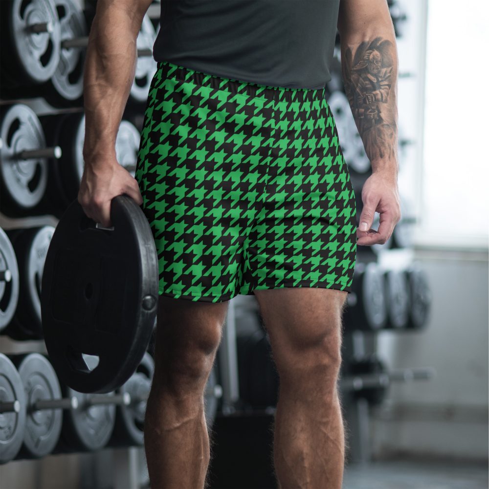 Green Houndstooth St. Patrick’s Day Men's Athletic Shorts - Image 2