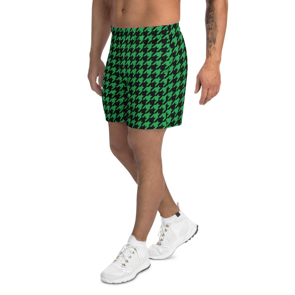 Green Houndstooth St. Patrick’s Day Men's Athletic Shorts - Image 4