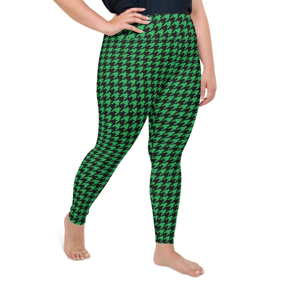 Green Houndstooth St. Patrick’s Day Plus Size Leggings - Image 4