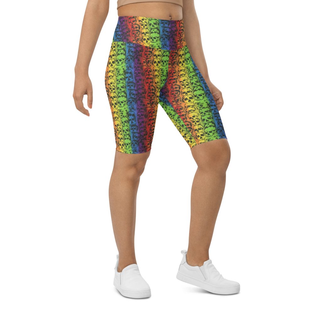 Rainbow Skulls Pride Biker Shorts - Image 3