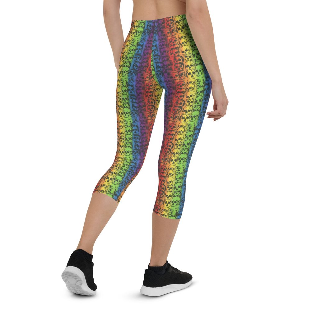 Rainbow Skulls Pride Capri Leggings - Image 2