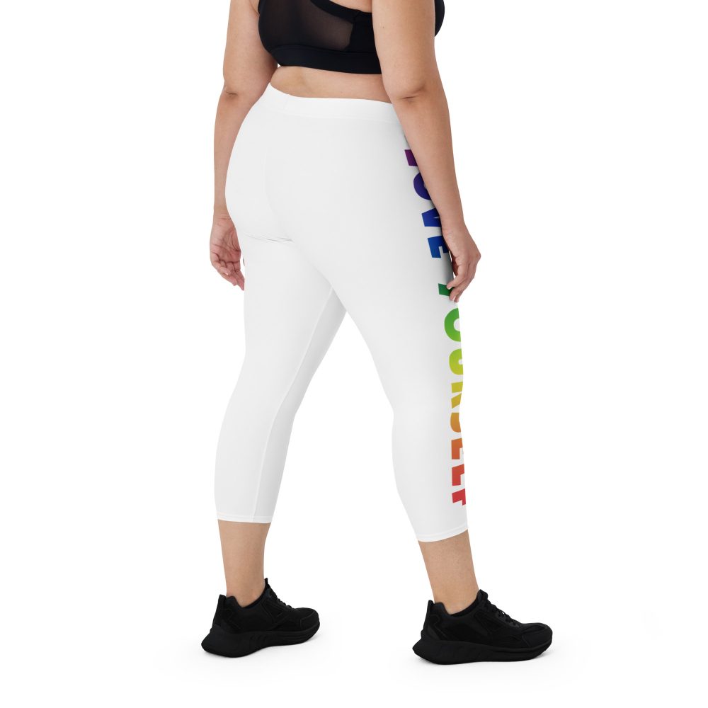 Love Yourself Rainbow Motivational Capri Leggings - Image 3